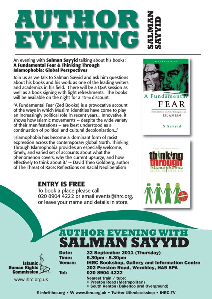 Author Evening with Salman Sayyid 