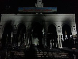 Burnt out mosque in Cairo, after police and army charged protestors, 14 August 2013