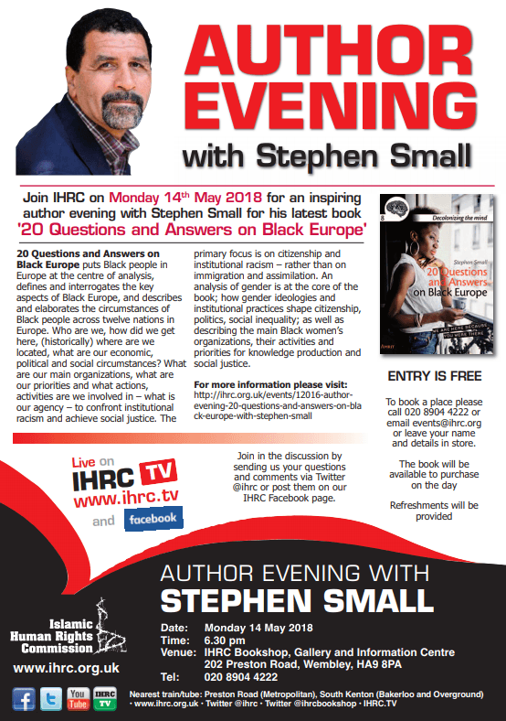 Author Evening: '20 Questions and Answers on Black Europe' with Stephen Small