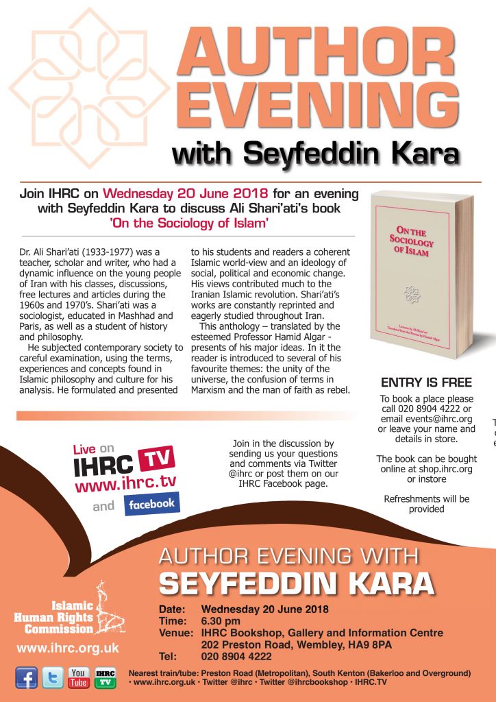 Author Evening: 'On The Sociology of Islam' by Ali Shari'ati with Seyfeddin Kara
