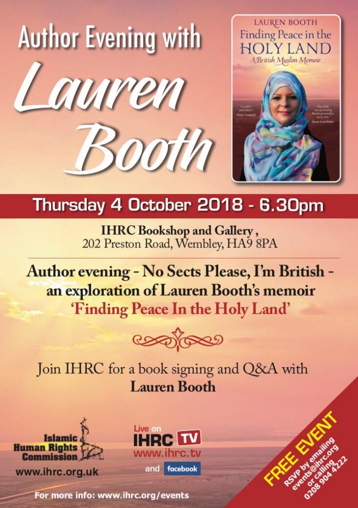 Author evening: No Sects Please - I'm British: an exploration of Lauren Booth’s memoir ‘Finding Peace In the Holy Land’