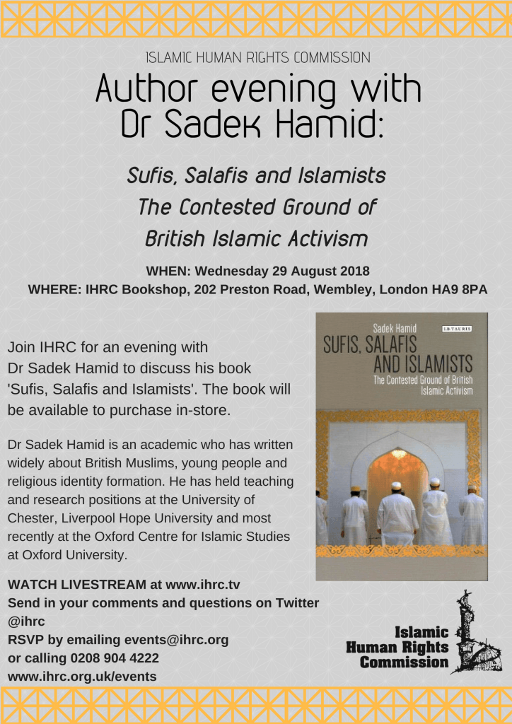 Author evening: 'Sufis, Salafis and Islamists' with Dr Sadek Hamid