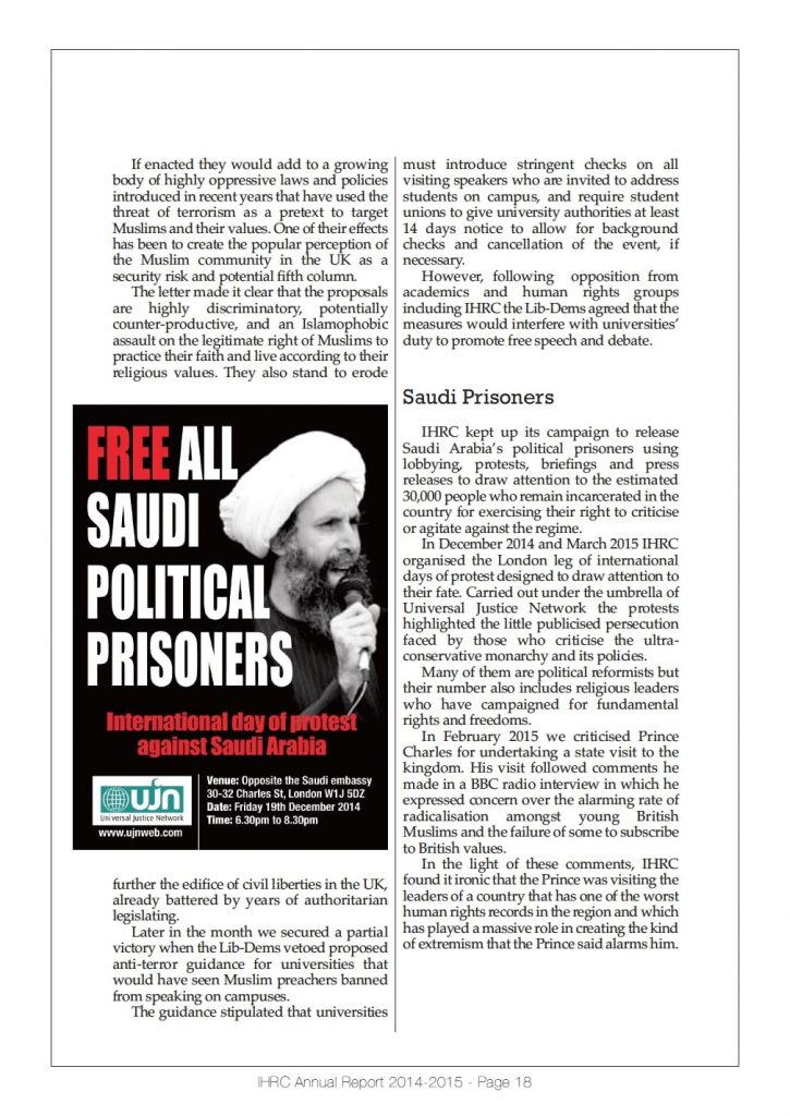 IHRC Annual Report 2014 - 2015