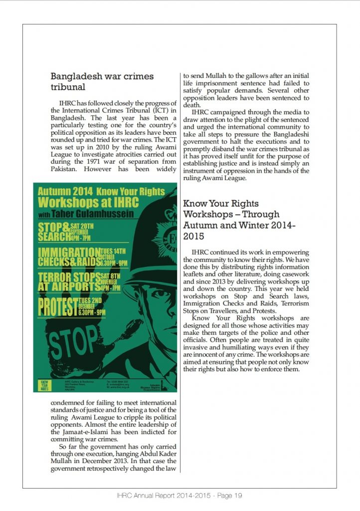 IHRC Annual Report 2014 - 2015