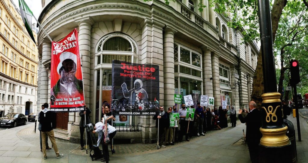 Demonstrators at the Nigerian High Commission, 9 July 2019