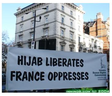 Demonstration against the hijab ban in French schools, London, 2004