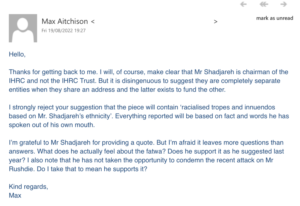 Mail on Sunday Emails and Comment: Rushdie and Islamophobia