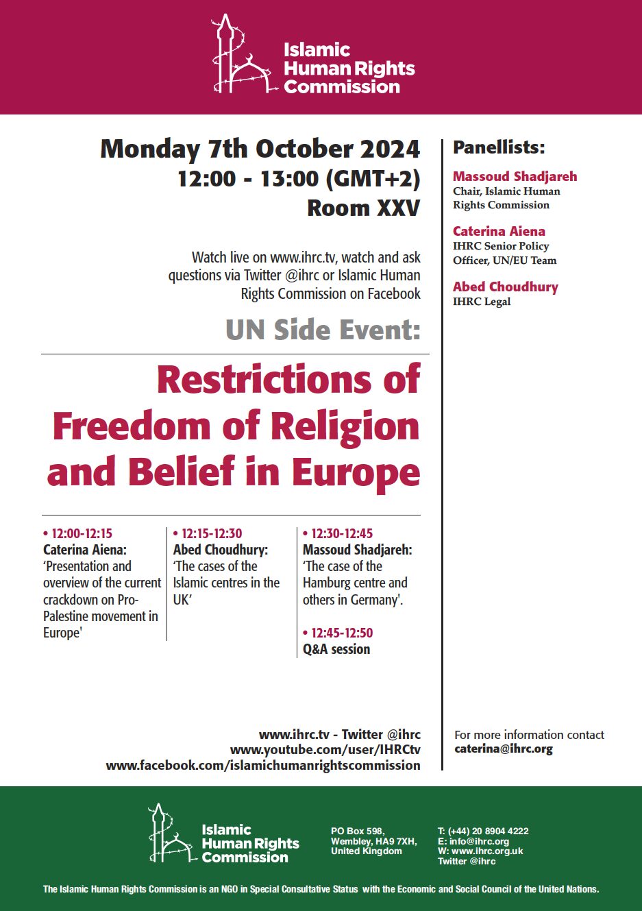 Restrictions of Freedom of Religion and Belief in Europe